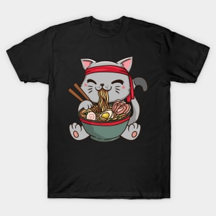 Cute Anime Ramen Cat - Otaku T-Shirt T-Shirt
